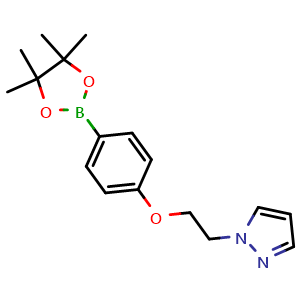 Chemical structure of 1-(2-(4-(4,4,5,5-Tetramethyl-1,3,2-dioxaborolan-2-yl)phenoxy)ethyl)-1H-pyrazole , CAS 957061-20-0, AChemBlock AD256115