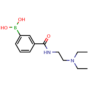 Chemical structure of (3-((2-(Diethylamino)ethyl)carbamoyl)phenyl)boronic acid , CAS 957103-95-6, AChemBlock AD256119