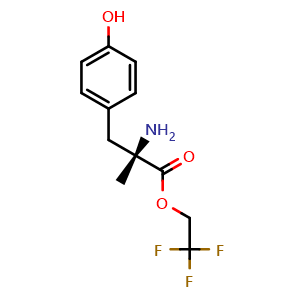 Chemical structure of (S)-2,2,2-Trifluoroethyl 2-amino-3-(4-hydroxyphenyl)-2-methylpropanoate , AChemBlock AD256131