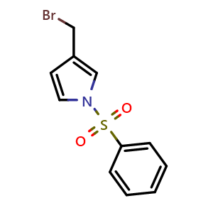 Chemical structure of 3-(Bromomethyl)-1-(phenylsulfonyl)-1H-pyrrole , AChemBlock AD256137