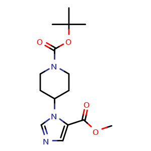 Chemical structure of 1-Boc-4-[5-(methoxycarbonyl)-1-imidazolyl]piperidine , AChemBlock AD256142