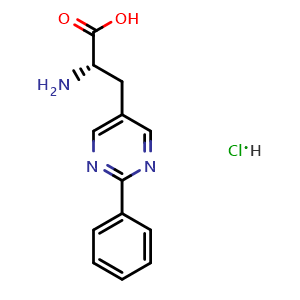 Chemical structure of (S)-2-Amino-3-(2-phenylpyrimidin-5-yl)propanoic acid hydrochloride , AChemBlock AD256147