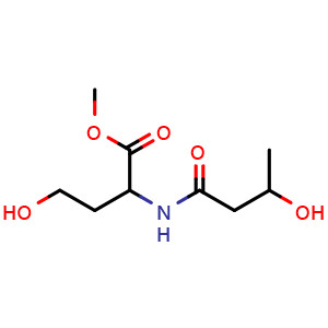 Chemical structure of Methyl 4-Hydroxy-2-(3-hydroxybutanamido)butanoate , AChemBlock AD256151