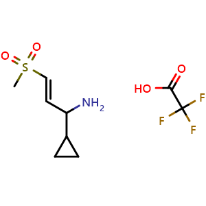 Chemical structure of (E)-1-Cyclopropyl-3-(methylsulfonyl)-2-propen-1-amine trifluoroacetate , AChemBlock AD256158
