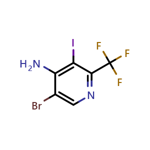 Chemical structure of 2-Trifluoromethyl-3-iodo-4-amino-5-bromopyridine , CAS 1260386-31-9, AChemBlock AD256161