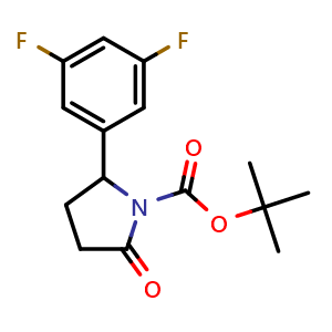 Chemical structure of tert-Butyl 2-(3,5-difluorophenyl)-5-oxopyrrolidine-1-carboxylate , AChemBlock AD256165