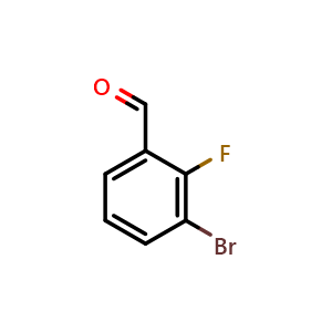 Chemical structure of 3-Bromo-2-fluorobenzaldehyde , CAS 149947-15-9, AChemBlock AD256166