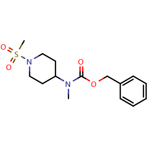Chemical structure of Benzyl (1-(methylsulfonyl)piperidin-4-yl)methylcarbamate , AChemBlock AD256175