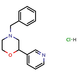 Chemical structure of 4-Benzyl-2-(pyridin-3-yl)morpholine hydrochloride , AChemBlock AD256191