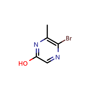 Chemical structure of 5-Bromo-6-methyl-pyrazin-2-ol , CAS 1935078-91-3, AChemBlock AD256197