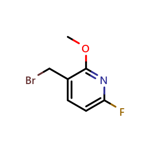 Chemical structure of 3-(Bromomethyl)-6-fluoro-2-methoxypyridine , CAS 1805114-11-7, AChemBlock AD256211