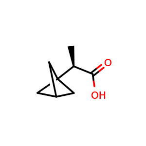 Chemical structure of (R)-2-(Bicyclo[1.1.1]pentan-1-yl)propanoic acid , CAS 1892577-76-2, AChemBlock AD256214