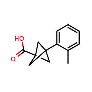Chemical structure of 3-(o-Tolyl)bicyclo[1.1.1]pentane-1-carboxylic acid , CAS 2209086-56-4, AChemBlock AD256224
