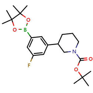 Chemical structure of 3-(1-Boc-3-piperidyl)-5-fluorophenylboronic acid pinacol ester , CAS 2222996-49-6, AChemBlock AD256225