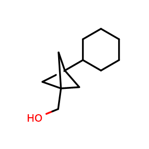Chemical structure of (3-Cyclohexylbicyclo[1.1.1]pentan-1-yl)methanol , CAS 2287315-92-6, AChemBlock AD256234