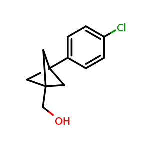 Chemical structure of [3-(4-Chlorophenyl)bicyclo[1.1.1]pentan-1-yl]methanol , CAS 2287344-99-2, AChemBlock AD256239