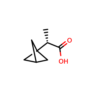 Chemical structure of (S)-2-(Bicyclo[1.1.1]pentan-1-yl)propanoic acid , CAS 2304561-21-3, AChemBlock AD256240