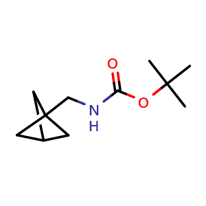 Chemical structure of N-Boc-1-(bicyclo[1.1.1]pentan-1-yl)methanamine , CAS 2694725-35-2, AChemBlock AD256247