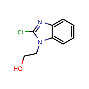 Chemical structure of 2-(2-Chloro-1-benzimidazolyl)ethanol , CAS 40019-65-6, AChemBlock AD256261