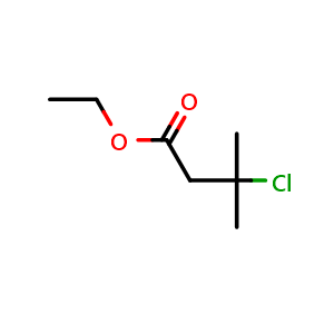 Chemical structure of Ethyl 3-chloro-3-methylbutanoate , CAS 6414-70-6, AChemBlock AD256265