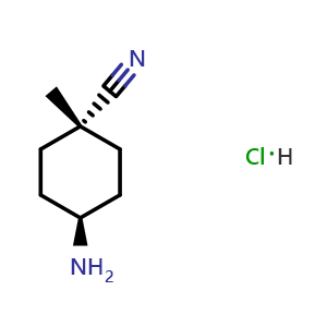 Chemical structure of trans-4-Amino-1-methylcyclohexanecarbonitrile hydrochloride , AChemBlock AD256275