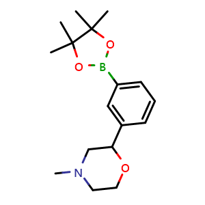 Chemical structure of 3-(4-Methylmorpholin-2-yl)phenylboronic acid pinacol ester , AChemBlock AD256276