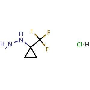 Chemical structure of [1-(Trifluoromethyl)cyclopropyl]hydrazine hydrochloride , AChemBlock AD256278