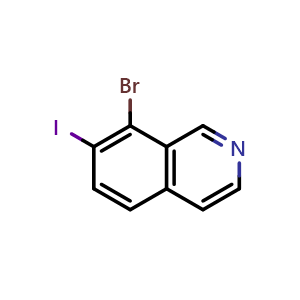 Chemical structure of 8-Bromo-7-iodoisoquinoline , AChemBlock AD256279