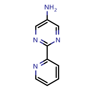 Chemical structure of 5-Amino-2-(2-pyridyl)pyrimidine , CAS 1094246-40-8, AChemBlock AD256281