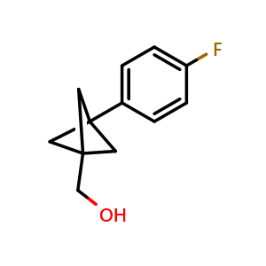 Chemical structure of [3-(4-Fluorophenyl)bicyclo[1.1.1]pentan-1-yl]methanol , CAS 2287302-38-7, AChemBlock AD256294