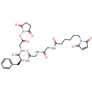 Chemical structure of 2,5-Dioxopyrrolidin-1-yl (S)-5-Benzyl-18-(2,5-dioxo-2,5-dihydro-1-pyrrolyl)-4,7,10,13-tetraoxo-3,6,9,12-tetraazaoctadecan-1-oate , CAS 2413428-37-0, AChemBlock AD256301