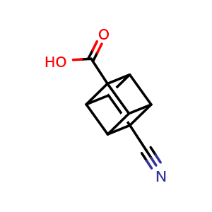 Chemical structure of 4-Cyanocubane-1-carboxylic acid , CAS 26209-41-6, AChemBlock AD256303