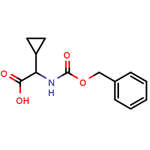 Chemical structure of 2-(((Benzyloxy)carbonyl)amino)-2-cyclopropylacetic acid , CAS 159871-55-3, AChemBlock AD256318