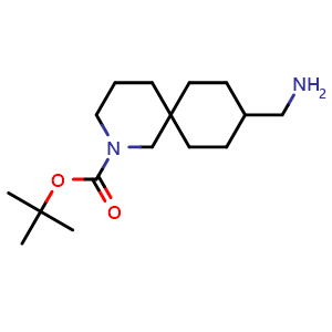 Chemical structure of tert-Butyl 9-(aminomethyl)-2-azaspiro[5.5]undecane-2-carboxylate , AChemBlock AD256325