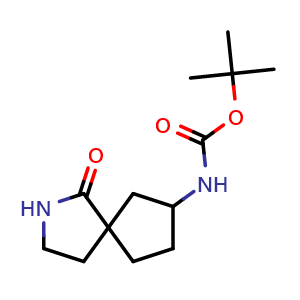 Chemical structure of tert-Butyl (1-oxo-2-azaspiro[4.4]nonan-7-yl)carbamate , AChemBlock AD256327