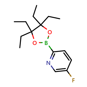 Chemical structure of 5-Fluoro-2-(4,4,5,5-tetraethyl-1,3,2-dioxaborolan-2-yl)pyridine , AChemBlock AD256330
