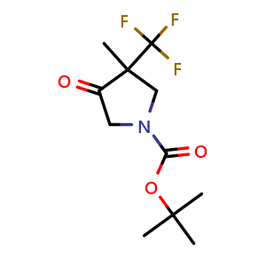 Chemical structure of tert-Butyl 3-methyl-4-oxo-3-(trifluoromethyl)pyrrolidine-1-carboxylate , CAS 2661482-64-8, AChemBlock AD256338