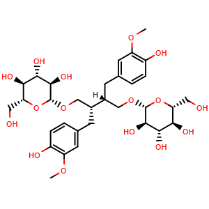 Chemical structure of (S,S)-Secoisolariciresinol diglucoside , CAS 257930-74-8, AChemBlock AD256356