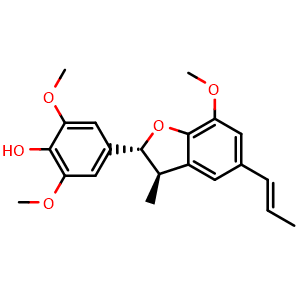 Chemical structure of (+)-5-Methoxydeydrodiisoeugenol , CAS 1967042-42-7, AChemBlock AD256374