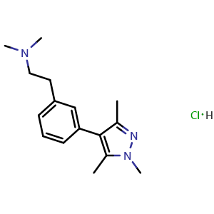 Chemical structure of N,N-dimethyl-2-(3-(1,3,5-trimethyl-1H-pyrazol-4-yl)phenyl)ethanamine hydrochloride , CAS 1034146-72-9, AChemBlock AD256386