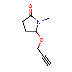Chemical structure of 1-Methyl-5-(prop-2-yn-1-yloxy)pyrrolidin-2-one , AChemBlock AD256395