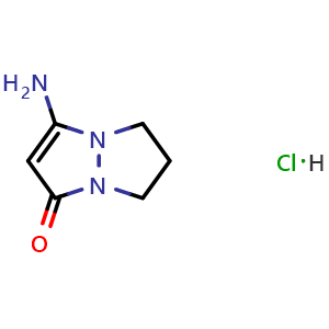Chemical structure of 3-Amino-6,7-dihydropyrazolo[1,2-a]pyrazol-1(5H)-one hydrochloride , CAS 358360-19-7, AChemBlock AD256398