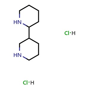 Chemical structure of 2-(Piperidin-3-yl)piperidine dihydrochloride , CAS 14838-06-3, AChemBlock AD256414