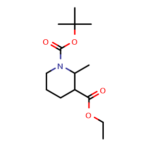 Chemical structure of 1-(1,1-Dimethylethyl) 3-ethyl 2-methyl-1,3-piperidinedicarboxylate , CAS 1675974-83-0, AChemBlock AD256417