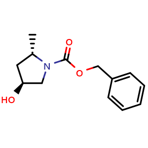 Chemical structure of (2S,4S)-Benzyl-4-hydroxy-2-methylpyrrolidine-1-carboxylate , CAS 2763895-28-7, AChemBlock AD256429