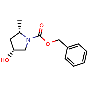 Chemical structure of (2S,4R)-benzyl 4-hydroxy-2-methylpyrrolidine-1-carboxylate , CAS 3035272-21-7, AChemBlock AD256430