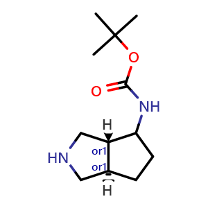 Chemical structure of trans-(Octahydro-cyclopenta[c]pyrrol-4-yl)-carbamic acid tert-butyl ester , AChemBlock AD256443