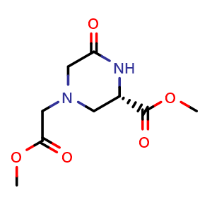 Chemical structure of (S)-methyl 4-(2-methoxy-2-oxoethyl)-6-oxopiperazine-2-carboxylate , AChemBlock AD256444