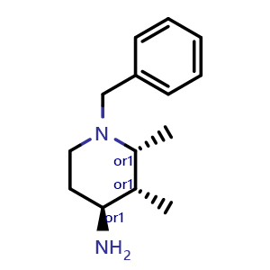 Chemical structure of rel-(2R,3R,4S)-1-benzyl-2,3-dimethylpiperidin-4-amine , AChemBlock AD256446