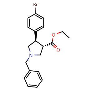 Chemical structure of (3S,4R)-Ethyl 1-benzyl-4-(4-bromophenyl)pyrrolidine-3-carboxylate , AChemBlock AD256447